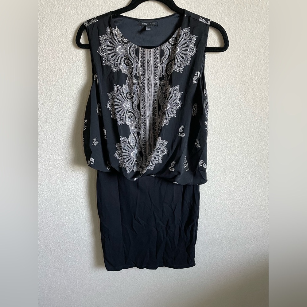 Womens mandala dress- Black and White-Size M - Brand: MNG